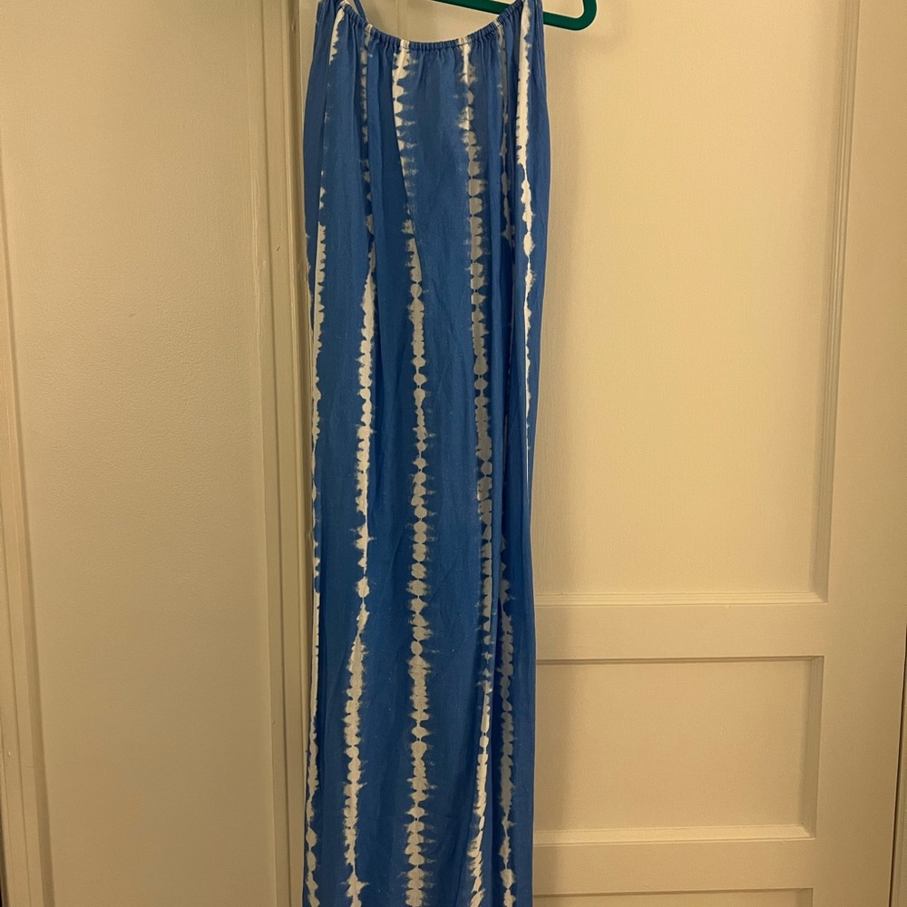 Zara Blue and White Tie-Dye Maxi Dress